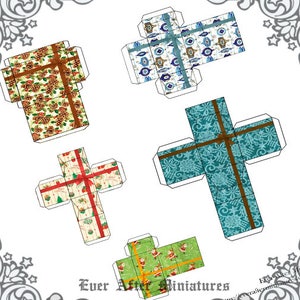 5 MIXED Miniature Christmas Gift Box Set 4 – 1:12 Printable Dollhouse ...