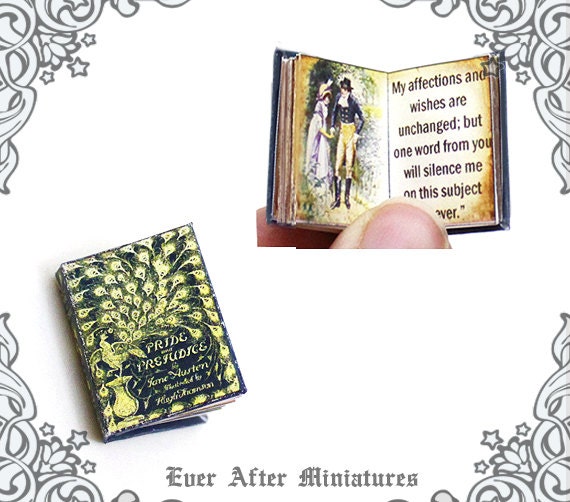1:12 SCALE MINIATURE BOOK PRIDE AND PREJUDICE ILLUSTRATED JANE AUSTEN DOLLHOUSE