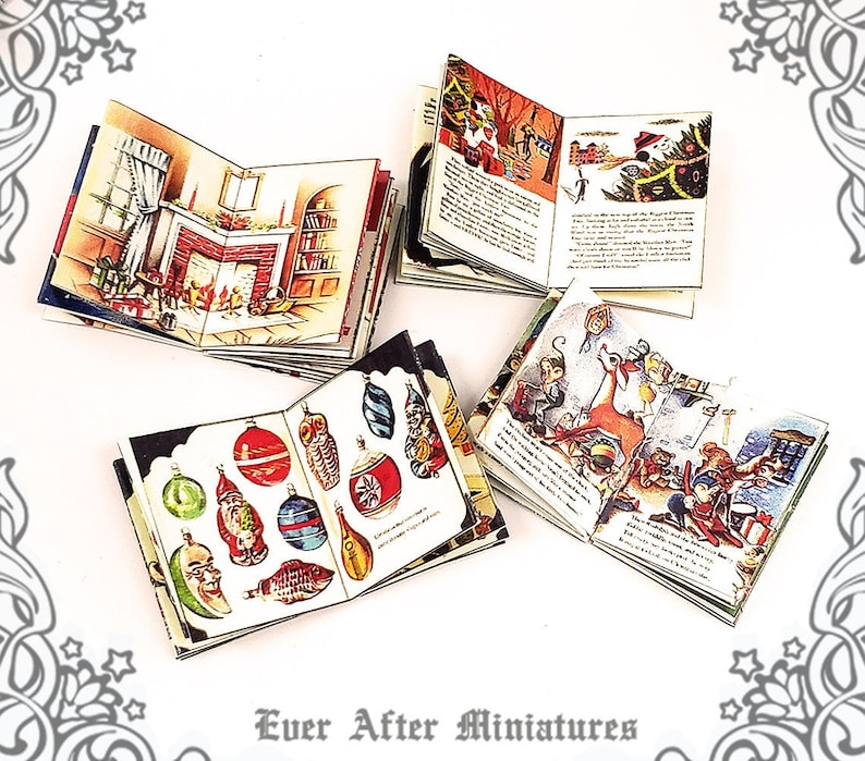 1:12 Christmas INSIDE PAGES for Miniature Christmas Book Cover and for Mini Book Printable Christmas Dollhouse Miniature Book Cover DOWNLOAD image 2