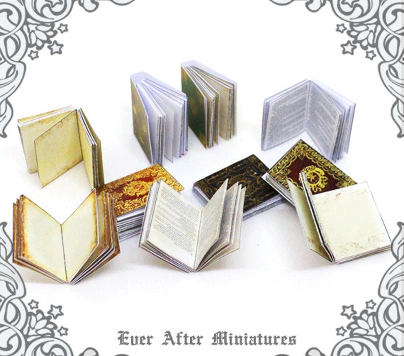 INSIDE PAGES for Miniature Book Cover 1:12 10 Different Styles of Inside Pages for Making Dollhouse Miniature Book Printable DOWNLOAD image 2