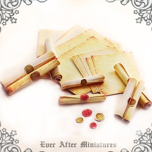 16 Dollhouse MINIATURE SCROLLS & Paper Set – 1:12 Miniature Scroll ...