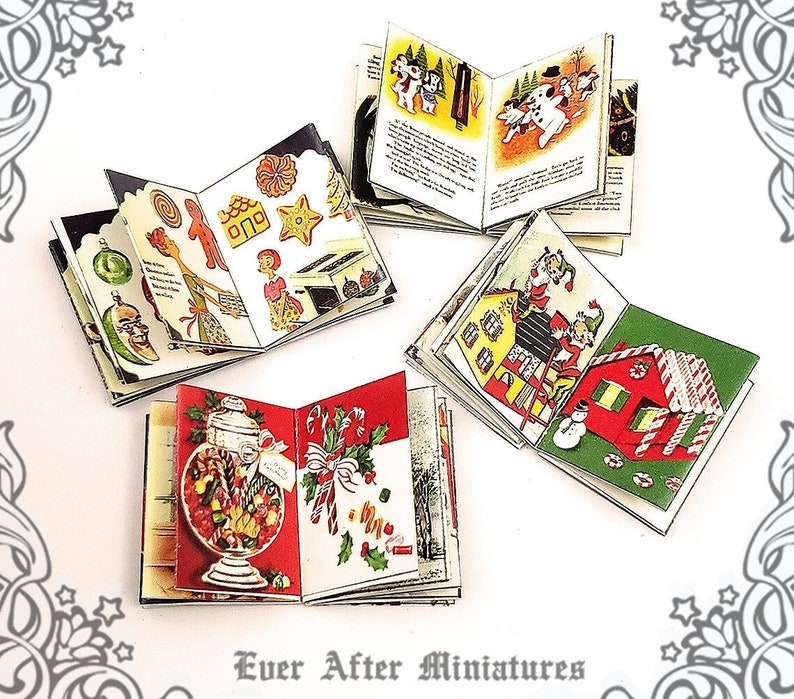 1:12 Christmas INSIDE PAGES for Miniature Christmas Book Cover and for Mini Book Printable Christmas Dollhouse Miniature Book Cover DOWNLOAD image 1