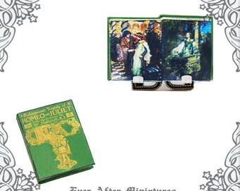 1:12 ROMEO y JULIETA Libro en miniatura de casa de muñecas – Romeo y Julieta imprimibles aman William Shakespeare Libro en miniatura del Día de San Valentín DESCARGAR