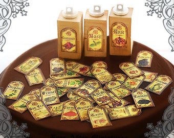 HERB & SPICE Miniature Potion Label Set #3– 1:12 Miniature Dollhouse Apothecary Bottle Miniature Kitchen Ingredient Label Printable DOWNLOAD