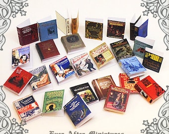 28 Sherlock Holmes Dollhouse Miniature Book Cover Set– 28 Sherlock Holmes Miniature Book Cover for Detective Novels -1:12 Printable DOWNLOAD