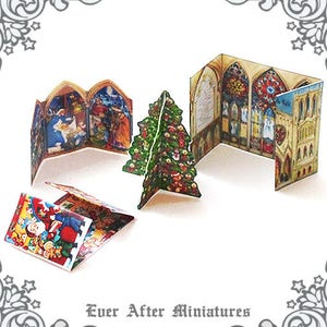 Christmas Miniature ADVENT CALENDAR Set – 1:12 Printable Santa Claus Christmas Tree Christmas ...