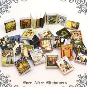 28 Fairy Tales Dollhouse Miniature Book Cover Set 5 28 FAIRY TALES Vintage Story Book Cover 1:12 Printable Dollhouse Book Cover DOWNLOAD image 1