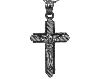 925 Black Sterling Silver Crucifix Necklace