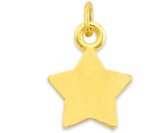 Mini Real Solid Gold Star Charm Available in 10k or 14k Gold, Micro Charm to attach to Charm Bracelet or Necklace