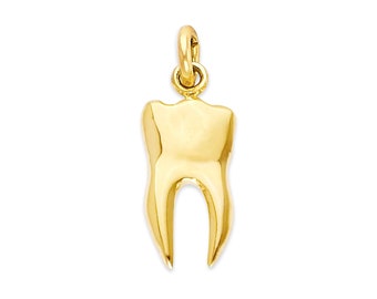 Gold Tooth Charm for Bracelet, 10k or 14k Solid Gold Teeth Pendant Gift for Women Good Luck Jewelry for Her Anniversary Gift for Dentist