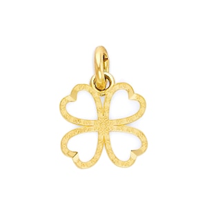 10k/14k Solid Gold Four Leaf Clover Charm: Celtic Shamrock Pendant