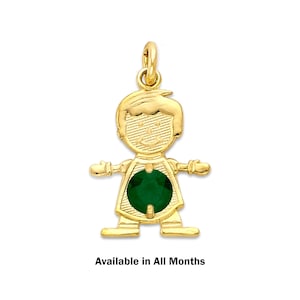 Gold Newborn Baby Boy Charm with Birthstone for Bracelet 10k or 14k Solid Gold Birthstone for Mom CZ Birth Stone Jewelry Mothers Day Gift