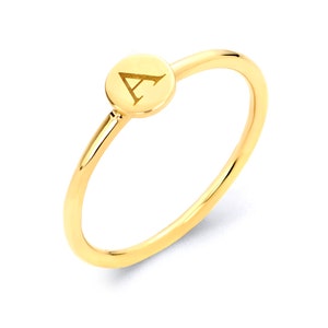 14k Gold Initial Ring: Personalized Signet Stacking Ring