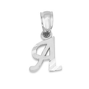 Pingente inicial de ouro branco 14k sólido - pingente de letra elegante - joia do alfabeto personalizado - presente de monograma para seu colar com nome exclusivo