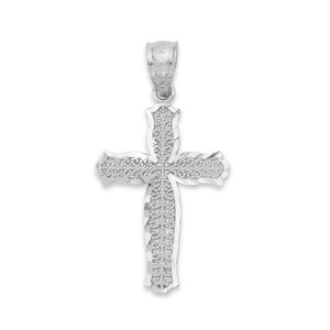 Diamond Cut Sterling Silver Cross Pendant: Christian Necklace Charm