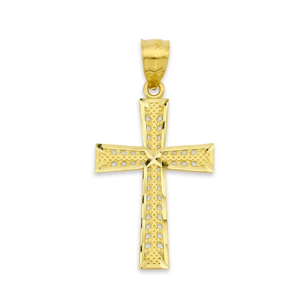 10k/14k Gold Cross Pendant - Intricate Cross - Religious Jewelry - Faith-Inspired Necklace Charm - Christian Gift for Special Occasions