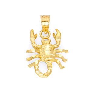 14k Yellow Gold Scorpio Necklace, Horoscope Jewelry for Her, Scorpion Pendant with Option to Add Chain, Astrology Gifts for October Birthday