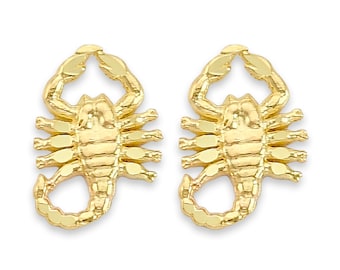 14k Solid Gold Scorpion Stud Earrings: Dainty Zodiac Jewelry