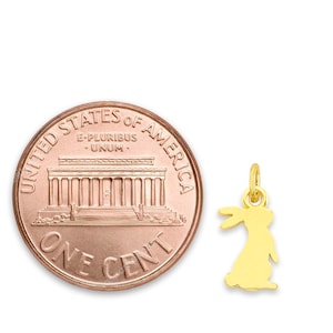 Tiny Solid Gold Rabbit Charm: 10k/14k Micro Bunny Pendant