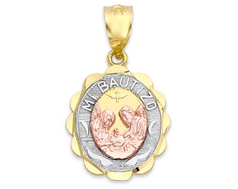 Tricolor Mi Bautizo Pendant in 10k or 14k Baptism Gift Boy Holy Family Medal Christening Gifts for Kids Religious Jewelry Etsy