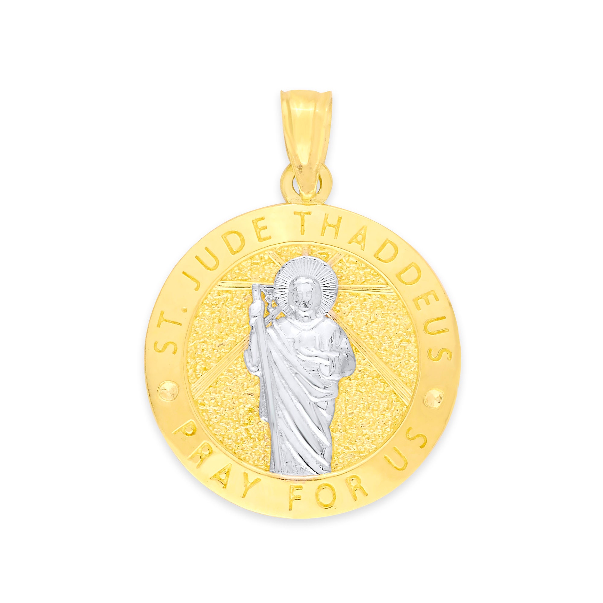 14k Solid Gold Saint Jude Medallion: Religious Prayer Necklace - Etsy