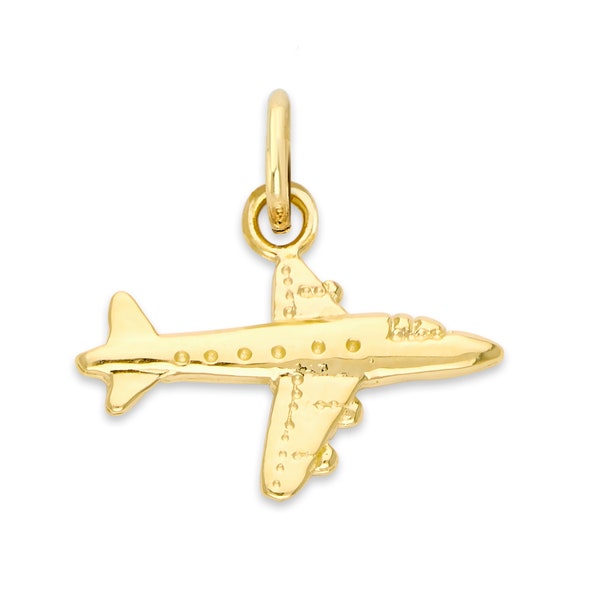 Véritable breloque avion en or massif 10 carats ou 14 carats, breloque avion cadeau pilote, breloque pilote, cadeaux passe-temps pour les fans de voyages