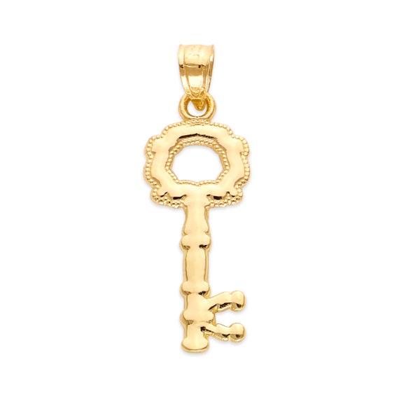 10k Gold Key Necklace Key Pendant for 
