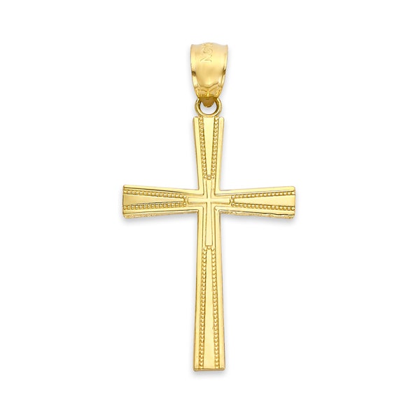 Real Solid Gold Cross Pendant in 10k or 14k, Religious Jewelry Gifts for Her Cross Necklace with Rolo Chain, Dainty Cross Baptism Gifts