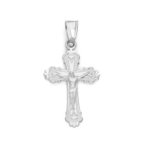 14k White Gold Cross Pendant: Elegant Christian Necklace Charm