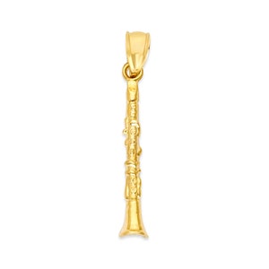 10k Real Solid Gold Clarinet Necklace, Orchestra Jewelry Gift for Music Lovers, Woodwind Instruments Necklace Gift for Her, Musical Jewelry