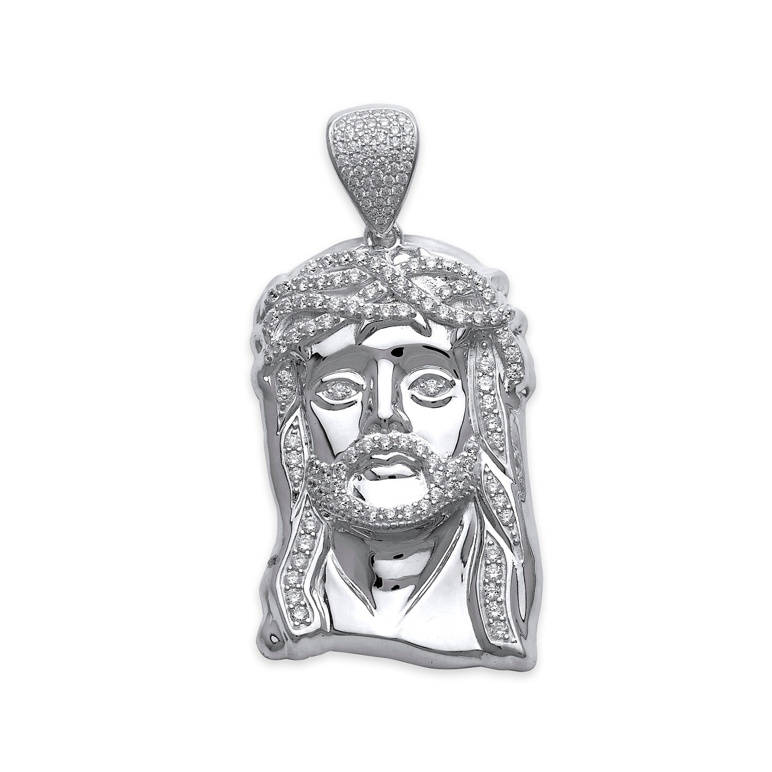 Large 925 Solid Sterling Silver Jesus Piece Religious Jewelry Etsy
