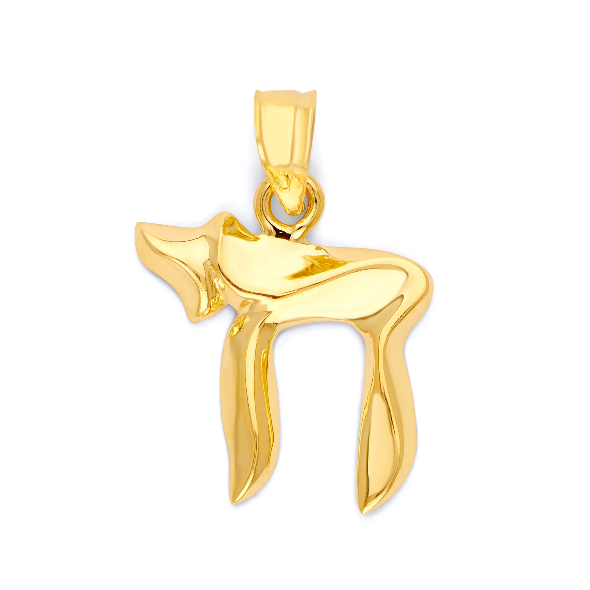 10k Yellow Gold Chai Pendant Necklace With Polished Finish