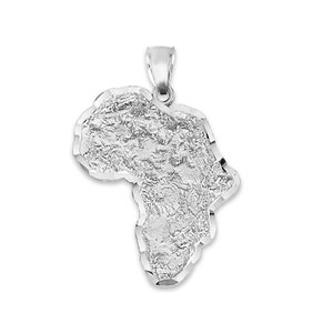 Colgante de África en plata de ley 925, joya africana para regalo de cumpleaños. Collar con mapa del continente africano texturizado.
