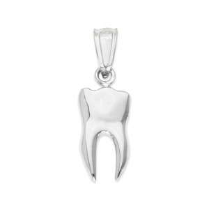 Solid 14k White Gold Tooth Pendant - Graduation Gifts Dainty Tooth Jewelry