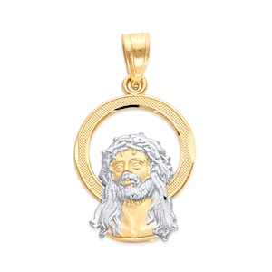 10k/14k Solid Gold Jesus Pendant Necklace: Religious Protection Gift