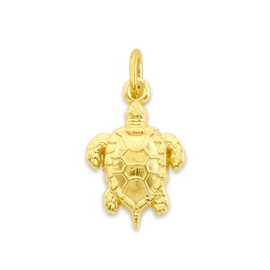 May include: A gold-coloured turtle charm pendant. The turtle is detailed with a textured shell and has a loop at the top for attaching to a chain or bracelet.