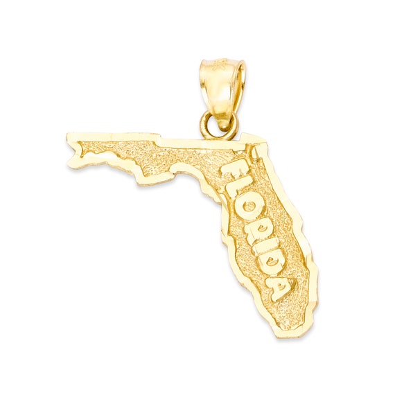 Charm 14k Yellow Gold United States Map Pendant Made in USA 
