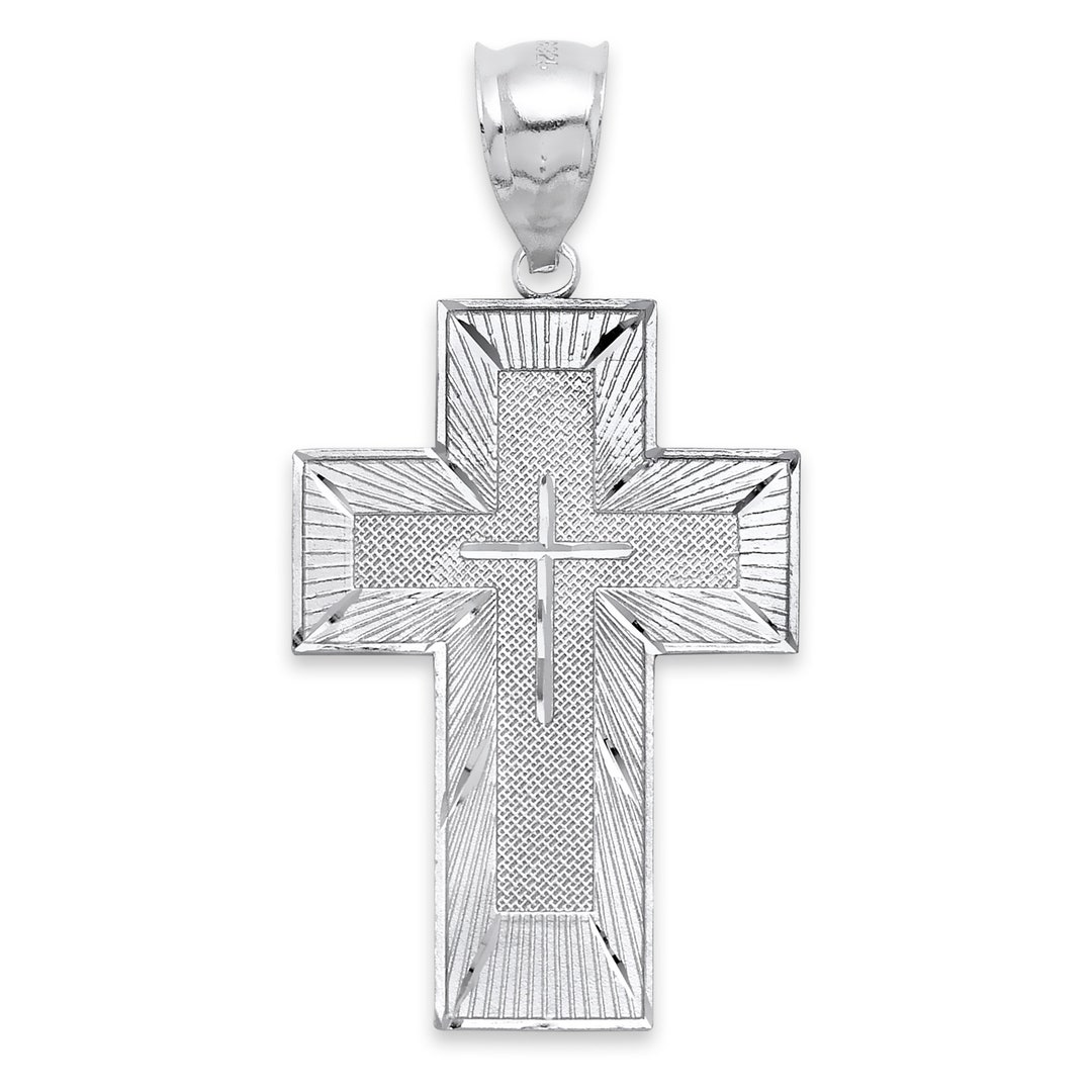 Double-sided 925 Sterling Silver Lords Prayer Cross Pendant - Religious ...