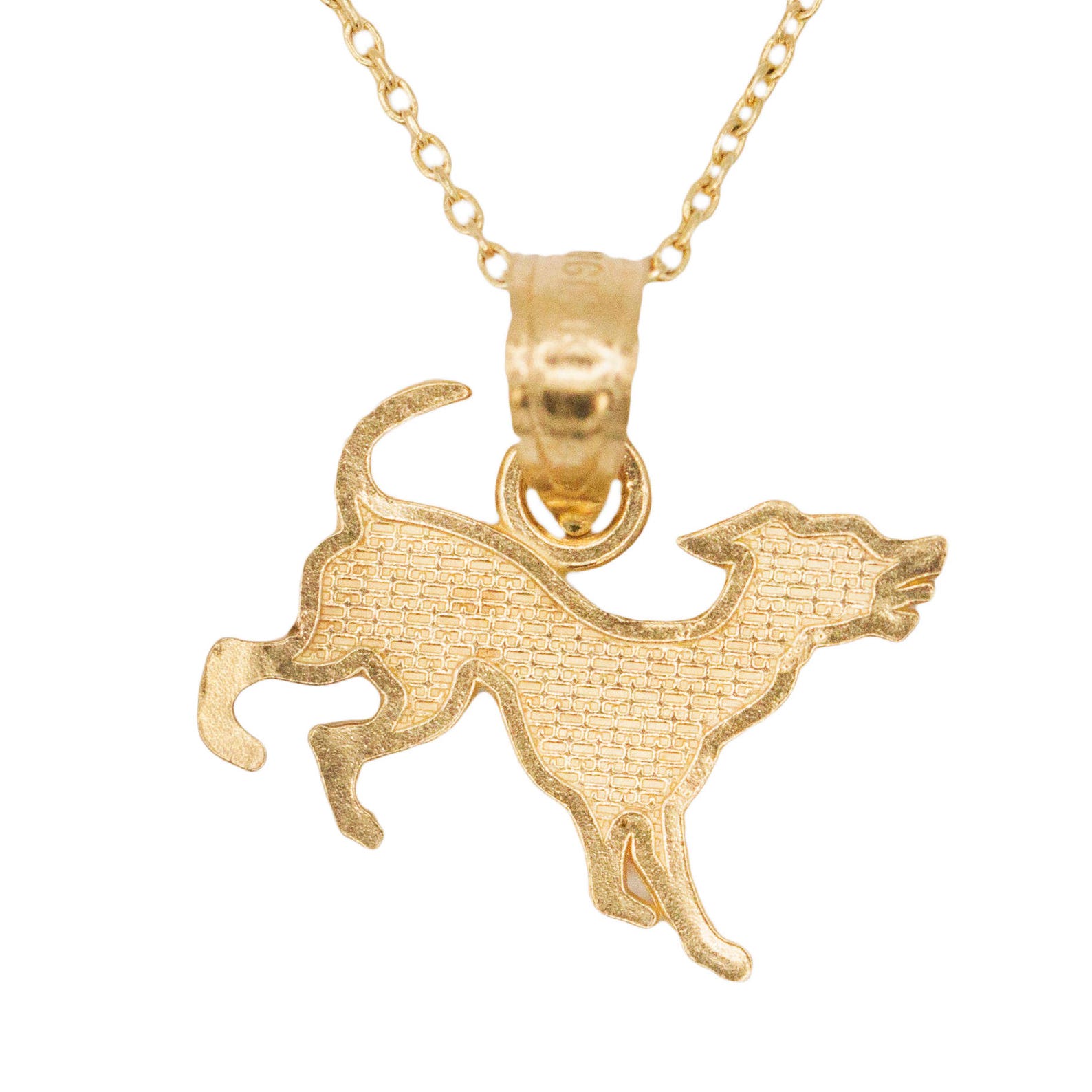 10k Yellow Gold Dog Necklace with Gold Chain Animal Jewelry Etsy
