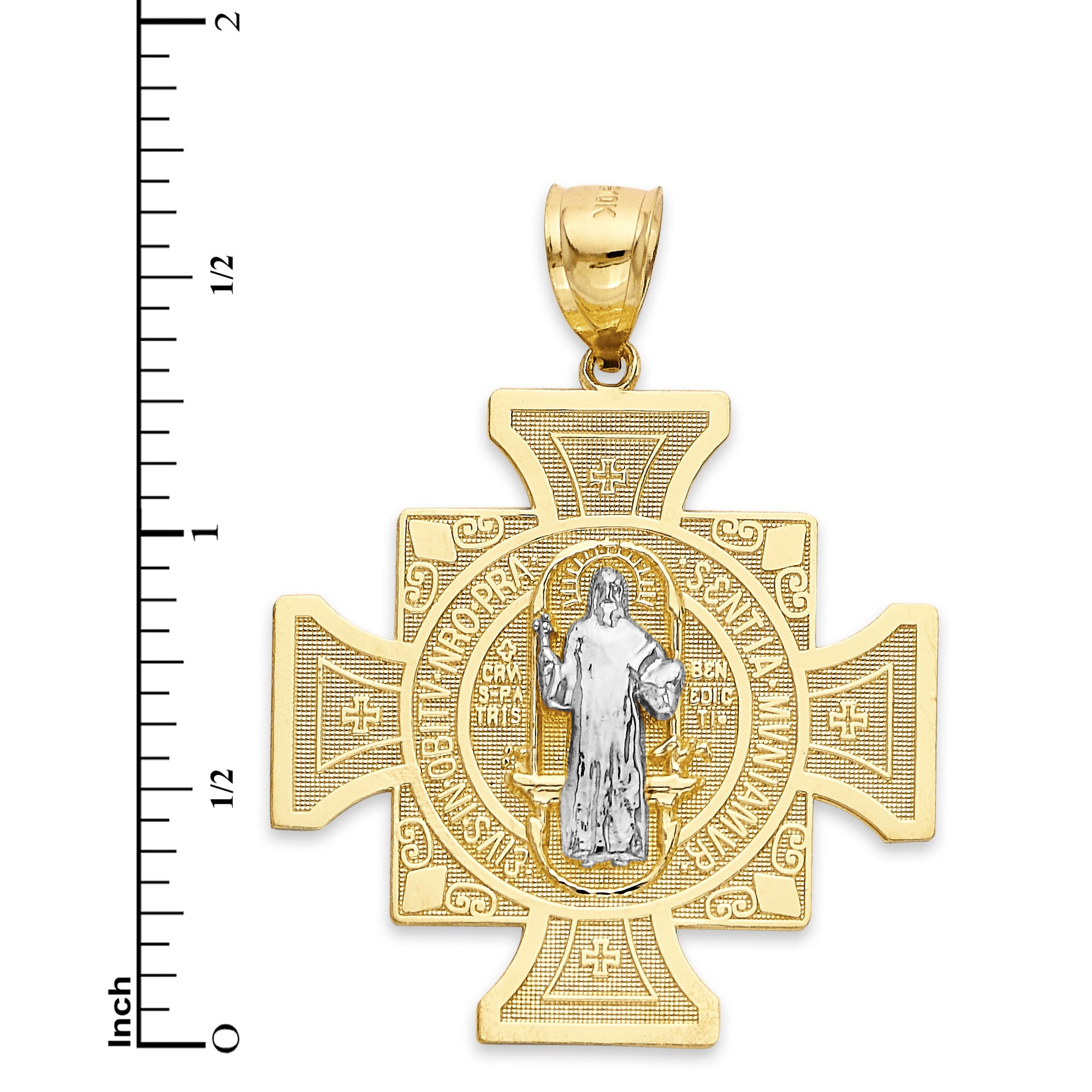 Solid Gold Saint Benedict Medal: 10k/14k Catholic Cross Pendant - Etsy
