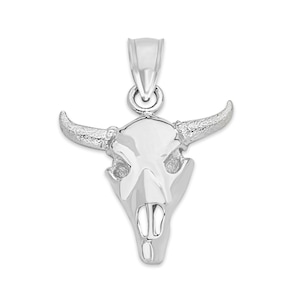 Sterling Silver Bull Skull Necklace: Western Cowgirl Jewelry Gift