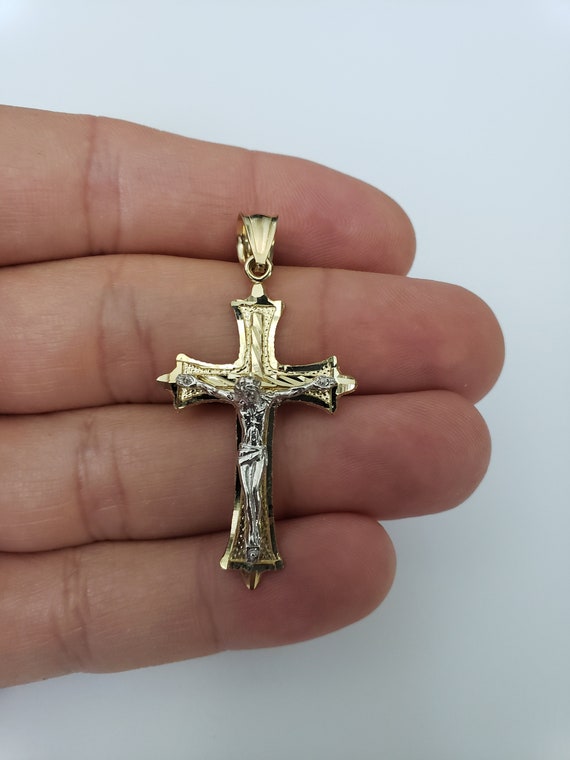 14k solid gold cheap crucifix pendant mens