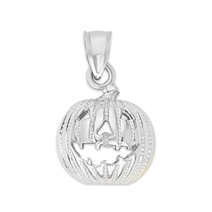 Pendentif Jack-O-Lantern en argent sterling : bijoux citrouille d&#39;Halloween faits main