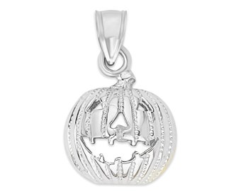 Sterling Silver Jack-O-Lantern Pendant: Handmade Halloween Pumpkin Jewelry