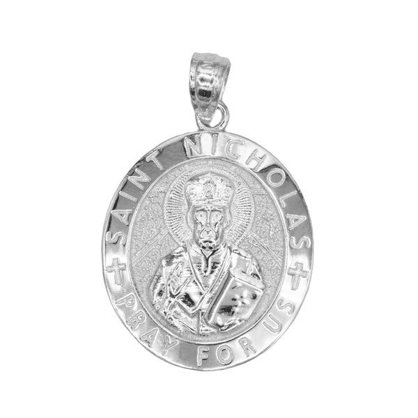 925 Sterling Silber St. Nikolaus Medaillon Halskette, Der Schutzpatron der Kinder Anhänger, St. Nikolaus Medaille Beten für uns
