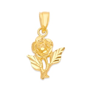 14k Real Solid Gold Rose Necklace, Flower Jewelry for Mothers Day Floral Pendant Gift for Women Rose Jewelry Floral Necklace, Rose Charm