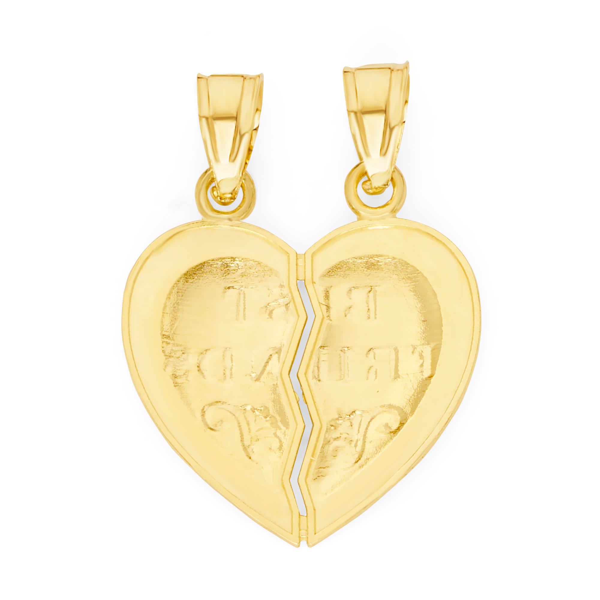 10k Gold Best Friend Heart Necklace Real Solid Gold Etsy