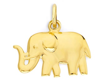 Massief gouden olifantbedel: 10k/14k Lucky African Wildlife-hanger