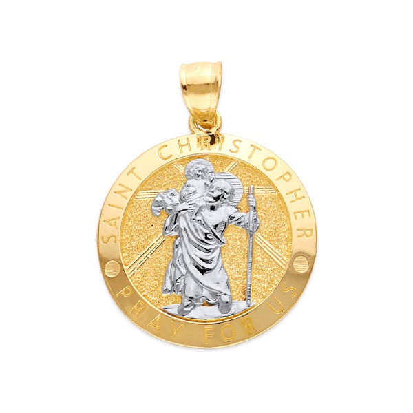 Solid Gold Saint Christopher Medal: 10k/14k Protection Pendant, Travel Gift