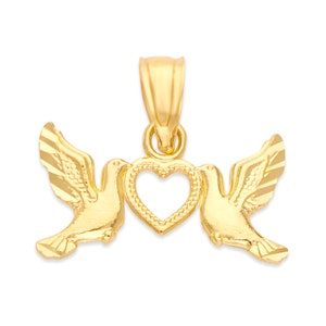 14k Solid Gold Dove Necklace: Holy Spirit Religious Pendant